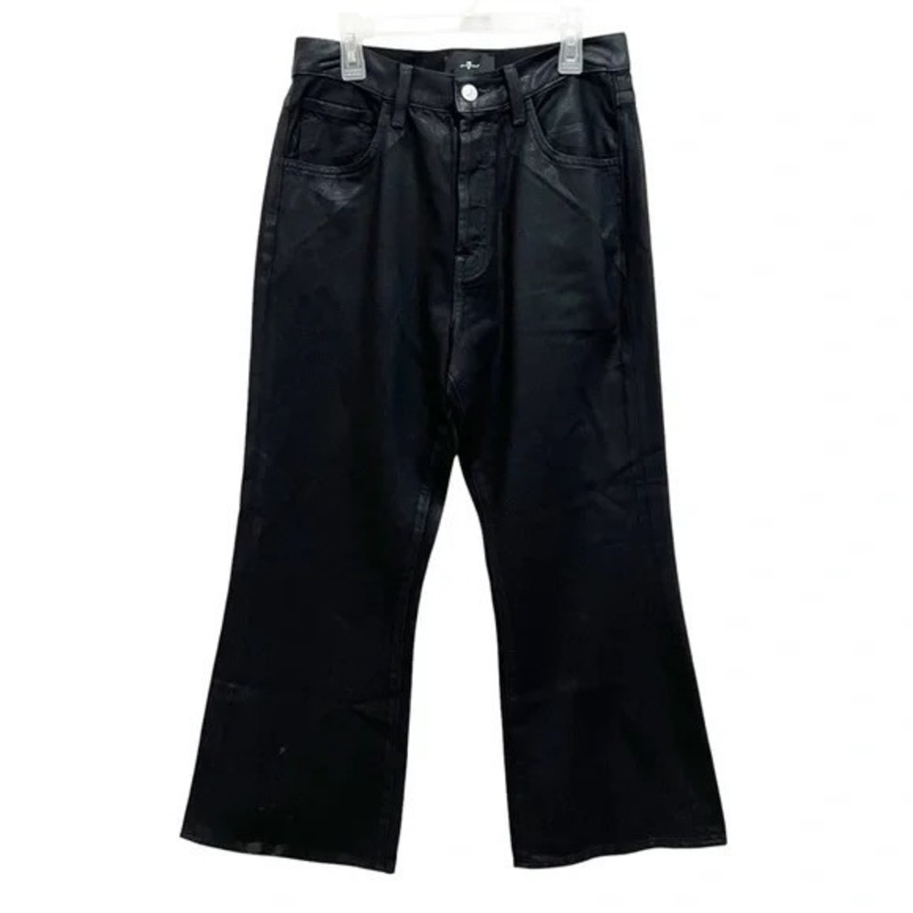 7‎ For All Mankind Easy Boy Bootcut Jeans Black Coated High Rise Crop 27 Y2K